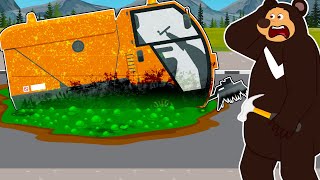 The Bear Garage: Repairing The Broken Street Sweeper Tractor at work | Garage Vehicle Animation