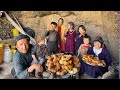 Twin Family in cave/ Cooking Traditional Food( Bosragh)/ Village life in Afghanistan