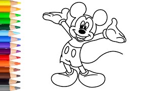 How to draw mickey mouse very easy and step by step|  learn mickey mouse HD drawing with draw easy