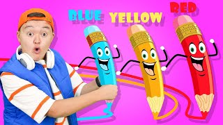 Funny Drawing Pencils - Yellow, Blue, Pink, Red | Holla Bolla Kids Songs