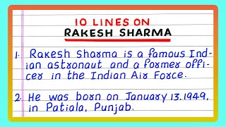 FEW LINES ON RAKESH SHARMA | 10 LINES ON RAKESH SHARMA | 5 | FIVE LINES ON RAKESH SHARMA