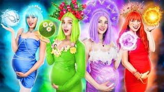 Four Elements Are Pregnant! Fire, Water, Air and Earth Girl