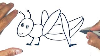 How to draw a Grasshopper for kids | Drawings Tutorials