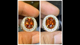 Natural 7.27ct Vivid Orange Zircon Brutal Luster Ring Micro