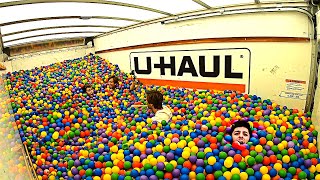1,000,000 Ball Pit Balls in a Moving Truck! (CRAZY)