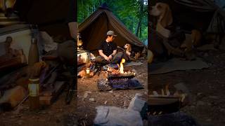 愛犬と焚火で肉を焼く #shots#bushcraft #camp #キャンプ #キャンプ飯 #ハラミ