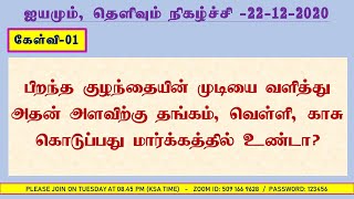 பிறந்த குழந்தையின் முடியை வளித்து அதன் அளவிற்கு தங்கம் , வெள்ளி, காசு கொடுப்பது மார்க்கத்தில் உண்டா?