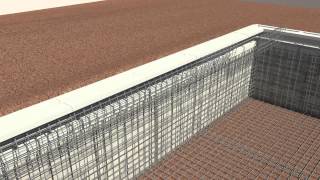 Proceso de construcción de piscina, reproducción 3D