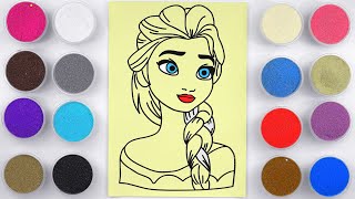 Sand painting coloring Elsa Princess for kids and toddlers