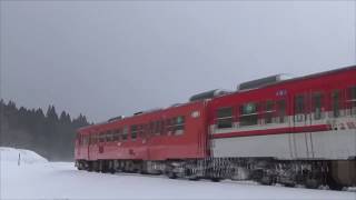 【水と森とロマン…からの試練】新潟県　磐越西線のとある冬の午前【冬・吹雪】