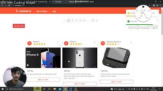 E-commerce react website coding ninjas skill test