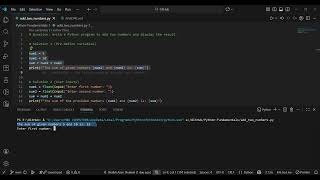 Python Program to Add Two Numbers | Beginner Friendly | Day 1 Python Practice