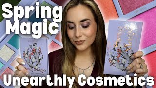 NEW UNEARTHLY COSMETICS SPRING MAGIC EYESHADOW AND BLUSH PALETTE FIRST IMPRESSIONS, DEMO, \u0026 SWATCHES