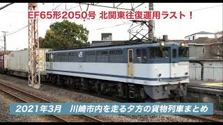 【EF65形2050号北関東往復運用ラスト！】2021年3月　川崎市内を走る夕方の貨物列車まとめ