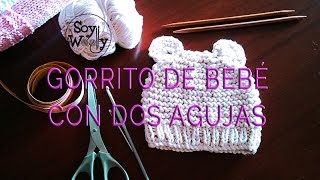 Teje un gorro de bebé fácil con dos agujas, palillos, palitos