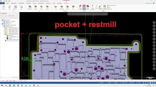 Mastercam, dùng lệnh pocket + restmill để làm chi tiết 2D phức tạp.