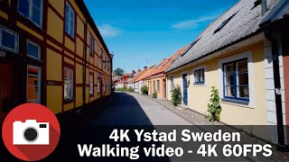 Beautiful Ystad - Sweden City Walk - Slow TV - 4K 60 FPS