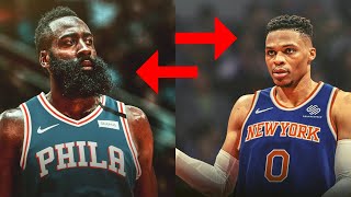 BLOCKBUSTER JAMES HARDEN TRADE TO PHILLY AND RUSSELL WESTBROOK TO KNICKS WILL NOT HAPPEN ft. ROCKETS