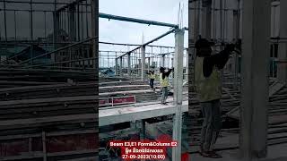 Beam E3,E1 Form\u0026Column E2 ធ្នឹម នឹងចងដែកសសរ27-09-2023(10:00) #everyone #construction #10subscriber