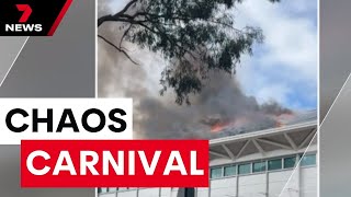 Sydney swimming carnival chaos after fire at Sydney Aquatic Centre | 7 News Australia