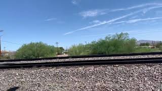 Eastbound Union Pacific Intermodal Freight Train Rolls Through Benson Az With a Blaring Horn!