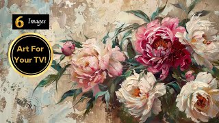 Vintage Peony Oil Painting | TV Art Screensaver | No Music