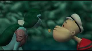 All Lady of the deep attempts to kiss Popeye