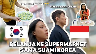 BELANJA KE SUPERMARKET KOREA SAMA SUAMI🤩🤗🇰🇷 (STUPA MAKAN IKAN MENTAH SAMBIL TERSENYUM🙂)