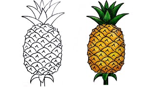 how to draw pineapple step by step (very easy)