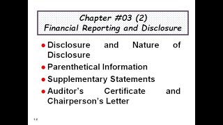 Chapter # 3 (2) Financial Reporting and Disclosure