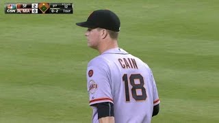 SF@MIA: Cain whiffs Hechavarria for first '15 K