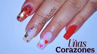 UÑAS CORAZONES💗💝 DISEÑO DE UÑAS PARA SAN VALENTIN FÁCIL DE HACER / UÑAS DECORADAS PASO A PASO