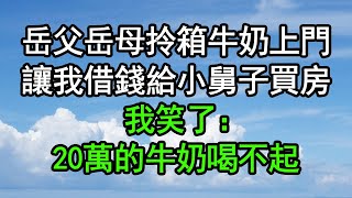 岳父岳母拎箱牛奶上門，讓我借錢給小舅子買房，我笑了：20萬的牛奶喝不起#深夜淺讀 #為人處世 #生活經驗 #情感故事