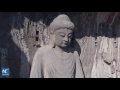 Aerial view: amazing Buddha statues at Longmen Grottoes