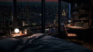 Cityscape Lullaby | Night Rain on Window for Deep Sleep