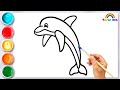 How To Draw Dolphin | Step By Step  Dolphin Drawing Easy | Kids  Dolphin Drawing Easy