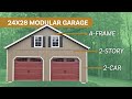 24x28 Two Story A-Frame - 2 Car Modular Garage