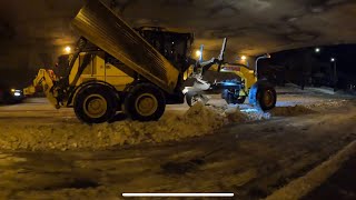 HUGE snow removal equipment moving snowbanks in downtown Ottawa