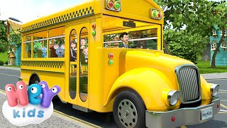 The Wheels On The Bus song + karaoke 🚌 HeyKids - Nursery Rhymes