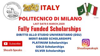 POLITECNICO DI MILANO,ITALY  lApply procedurel Complte guide to get fully funded scholarship