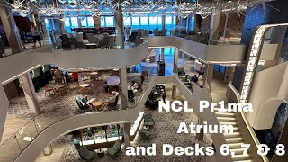 NCL Pr1ma Atrium Tour (Decks 6-7-8)