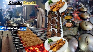 Exploring Chaska Koyla Karahi l Yameen Kabab House 50 Years Old BBQ Restaurant in Karachi Pk