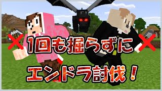 【ミニ動画】1回も掘らずにエンダードラゴンまで討伐チャレンジ【神回】【マイクラ】【縛り】【切り抜き】