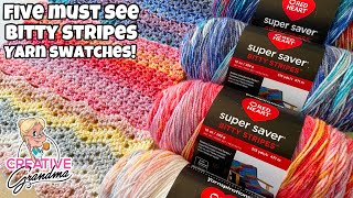 Red Heart Bitty Stripes! 5 More Yarn Swatches! Which Color Do You Like Most? #redheartyarn