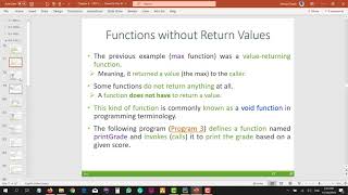 CPIT110 Chapter 6 (#76): 6.4 Functions with/without Return Values - Part 1 of 2