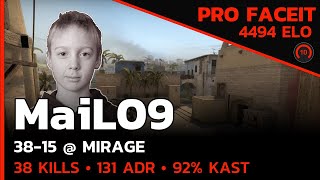 YOUNG TALENT 13 yrs old MaiL09 GOES INSANEO!🔥 (MIRAGE) FACEIT LVL 10 / CSGO POV / Aug 26, 2023