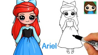 How to Draw Little Mermaid Ariel in Kiss the Girl Blue Dress