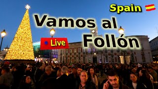 Live Madrid. Crazy crowds of people. Living in Spain 2025