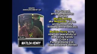 Matilda Henry ~ Short Obituary
