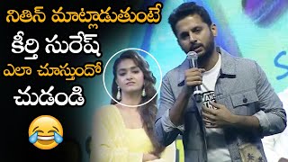Nithin Teasing Keerthy Suresh On Stage || Rang De Grand Release Event || NS